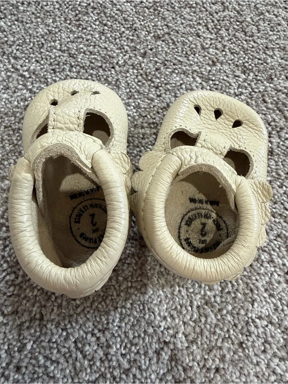 Freshly Picked Cream Leather Mary Jane Moccasins size 2 baby